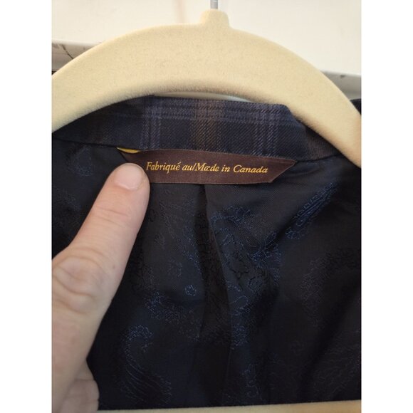 ROBERT TALBOTT Sport Coat Carmel Sz 46T Blue Plaid 100% Wool Paisley Lined - Picture 4 of 15